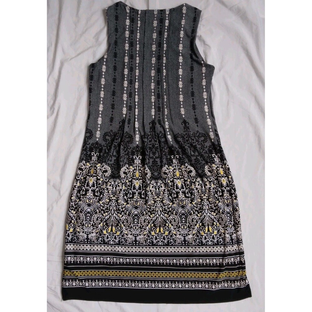 Perceptions New York Black White Yellow Dress Pleated Sleeveless Career Size 8 - Picture 7 of 10